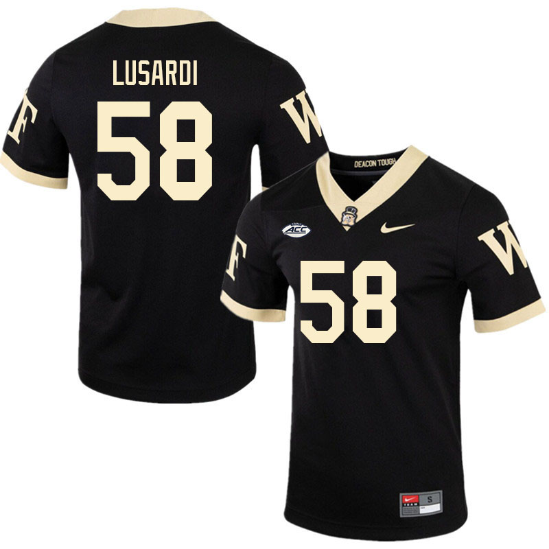 Men-Youth #58 Matthew Lusardi Wake Forest Demon Deacons 2023 College Football Jerseys Stitched-Black